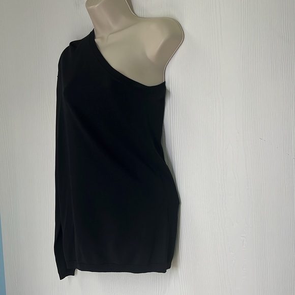 Zara - NWT Asymmetric Knit Black One Long Sleeve Blouse Size Small - Picture 5 of 10